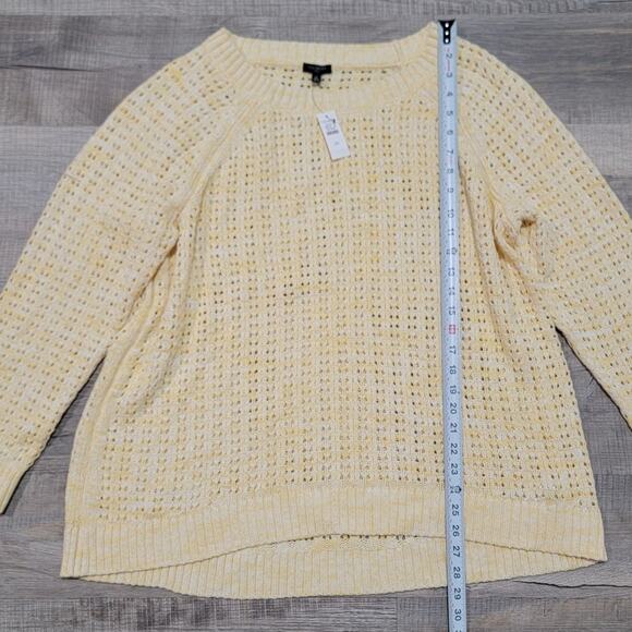 NWT Talbots Pullover Cotton Open Knit Crewneck Sweater Plus Size 2X Yellow - Picture 5 of 6